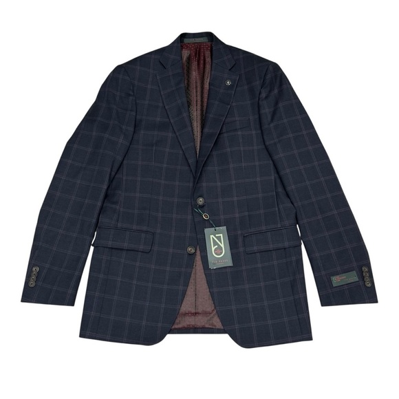 Ted Baker London No Ordinary Joe Jake 100% Wool Suit Navy Windowpane 40Long 34W - Picture 4 of 16